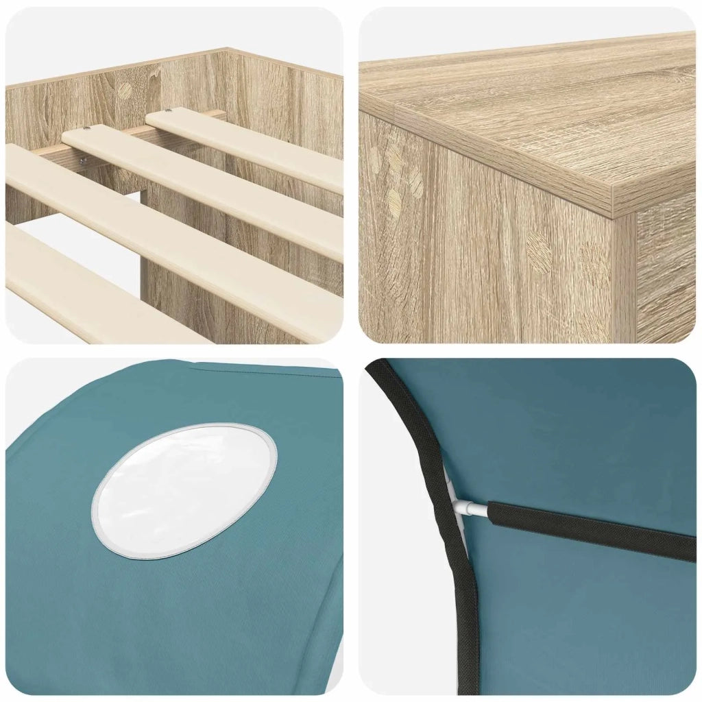 Letto con Tunnel 3 pz Rovere Artigianale e Blu Chiaro 3423516