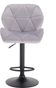 Barstolo Comfy Grigio chiaro - Con schienale - Solido- Velvet - Set da 1 - Cucina - Sedili da bar ergonomici - Regolabili in altezza - Altezza seduta 60-82cm