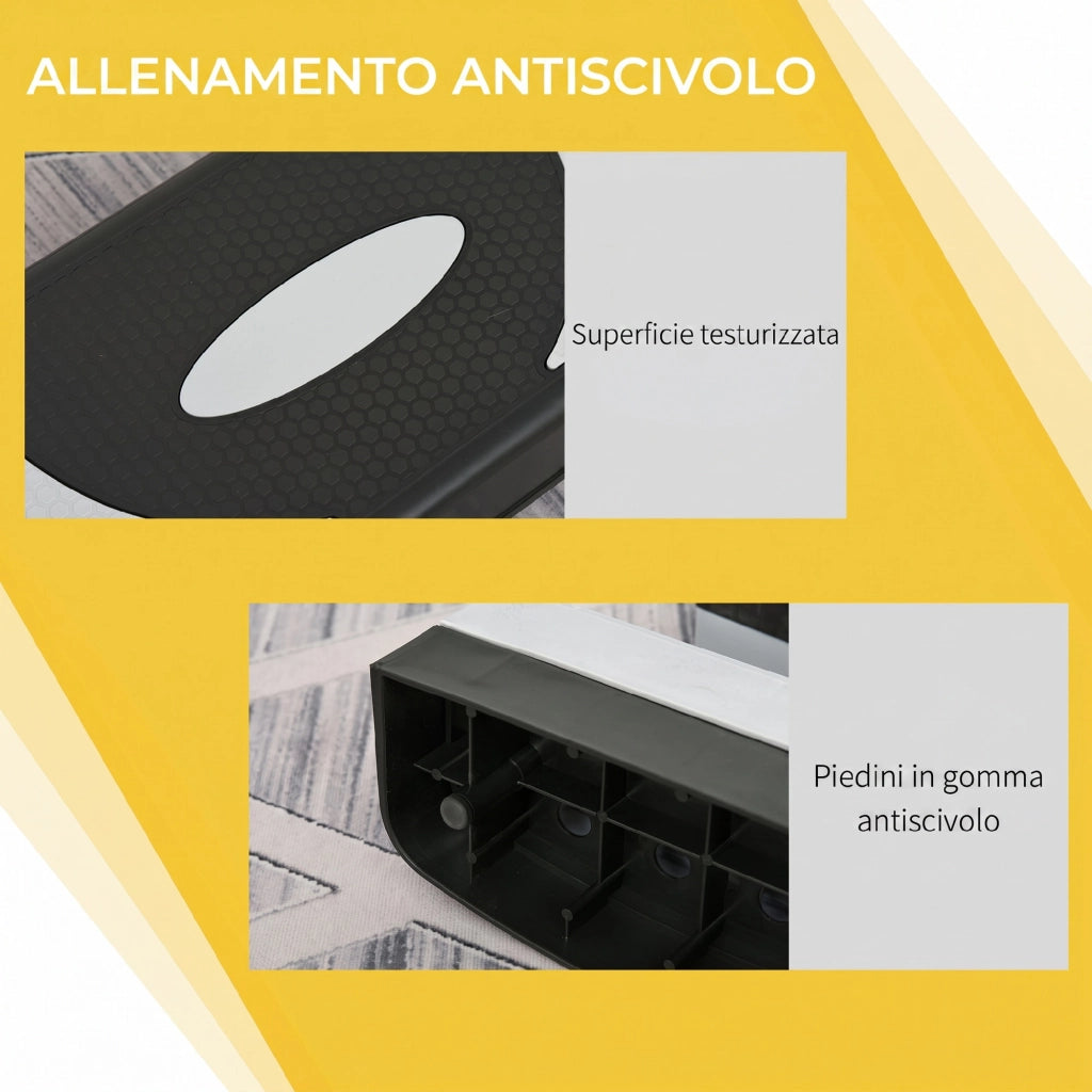 Stepper da Aerobica Regolabile in Altezza 10-15-20 cm Antiscivolo, Nero e Grigio