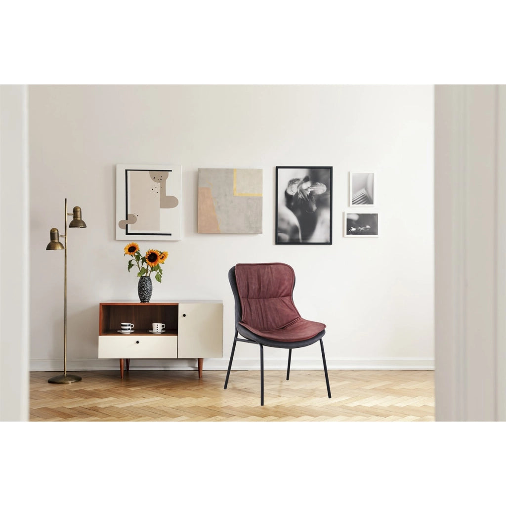 Sedia di design Brady in ecopelle marrone e grigio