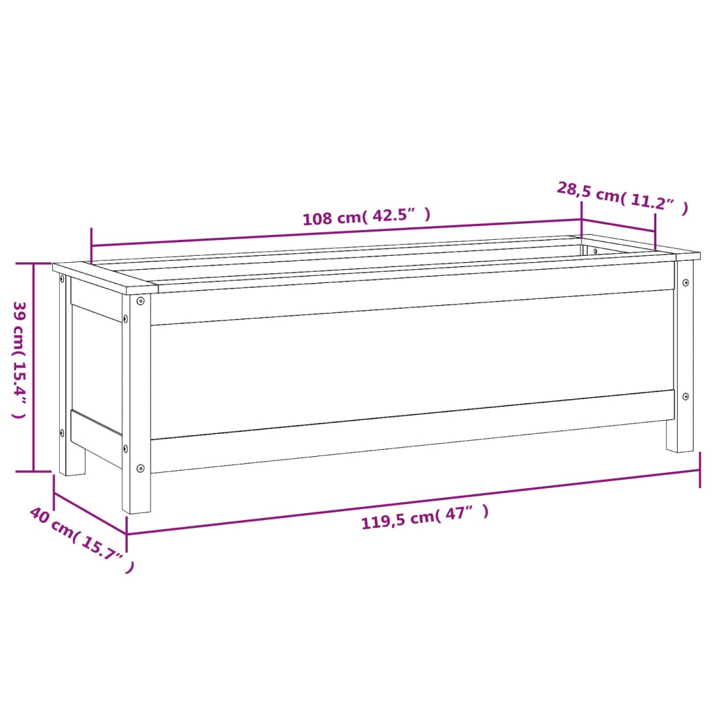 Fioriera Rialzata Giardino 119,5x40x39cm Legno Massello Douglas 825266