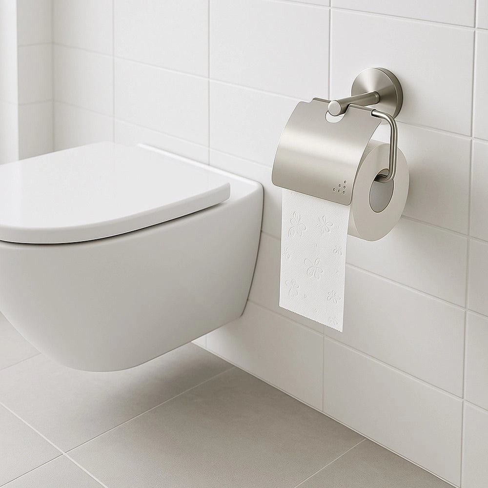 Trade Shop - Porta Rotolo Per Carta Igienica In Acciaio Satinato Accessori Arredo Bagno 87909 -