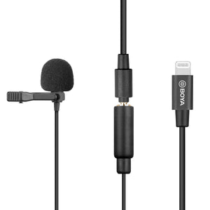 Boya M2 microfono a clip per iOS piccolo e potente microfono lavalier 50 Hz 20 kHz per dispositivi iOS, cavo adattatore Lightning adatto anche alla digitalizzazione nero