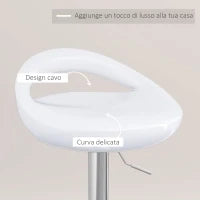 Set 2 Sgabelli da Bar Girevoli con Poggiapiedi, Altezza Regolabile Base in Acciaio Seduta in ABS, Bianco