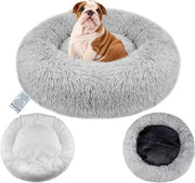 Letto per cani rilassante con copertura rimovibile e donut lavabile - anti ansia, morbido e arrotondato letto per gatti Plu di comfort per cuccioli con plume soffice, caldo e chiusura a zip per cani piccoli e medi