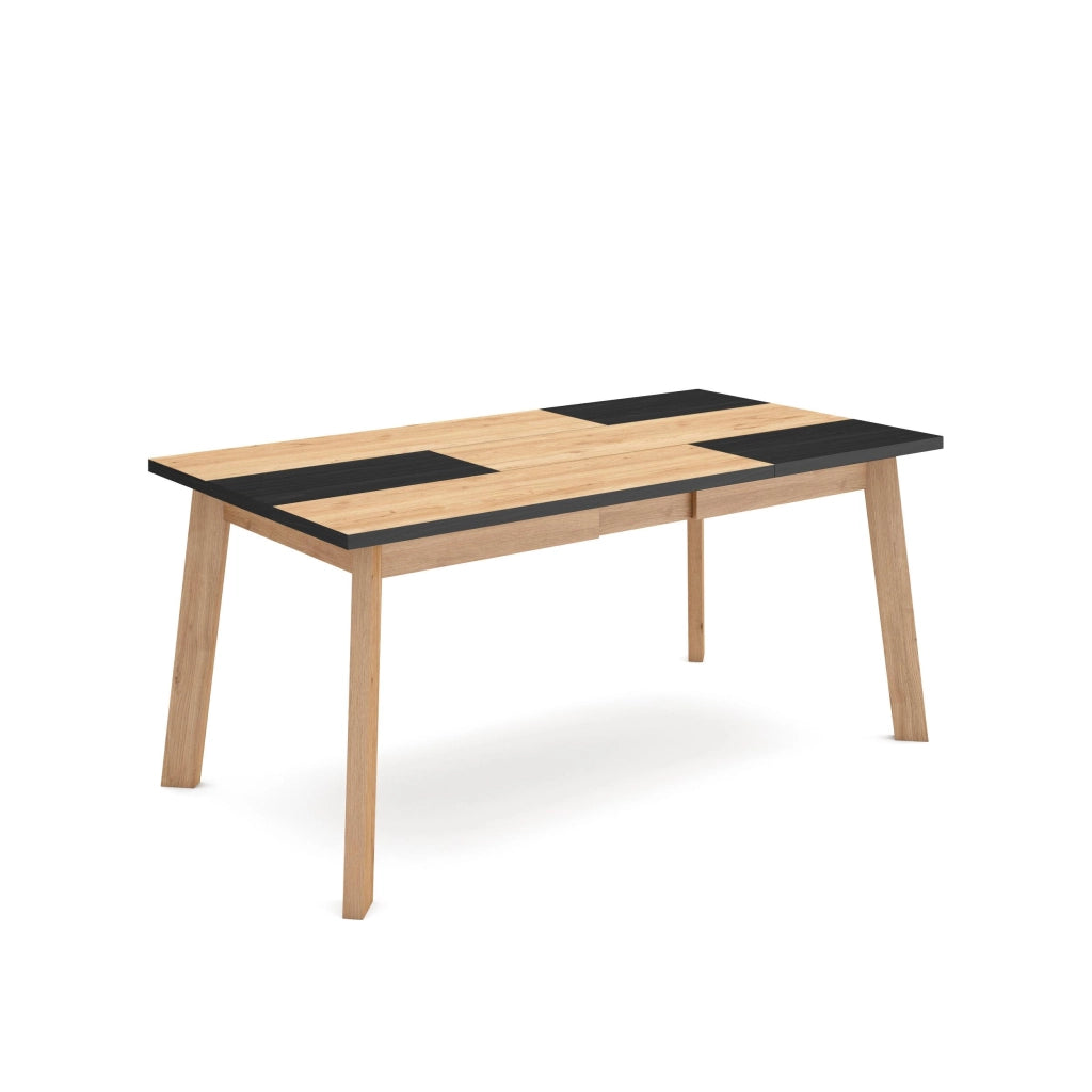 Tavolo da Pranzo, 168x90x74cm, Per 8 persone, Gambe in legno, colore Rovere e nero RF2881