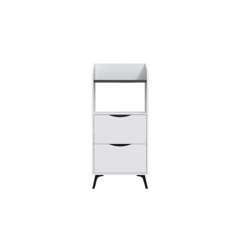 Mobile Multiuso da Cucina con 2 Cassetti e 1 Ripiano 60x36x136 cm in Melamina Grigio Retrò Bianco
