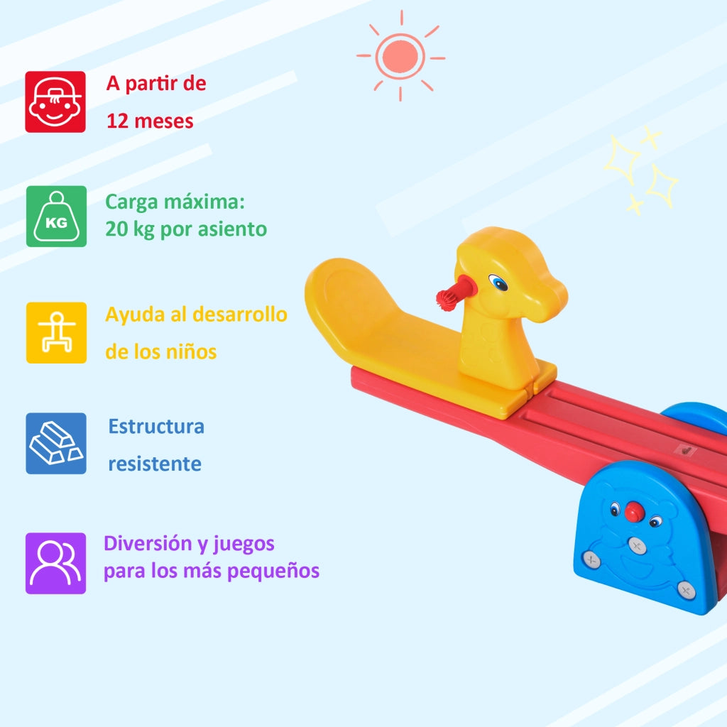 Altalena bilico a dondolo per bambini con manubrio ¨C zephmum ¨C giraffa multicolor 150x32x60 cm