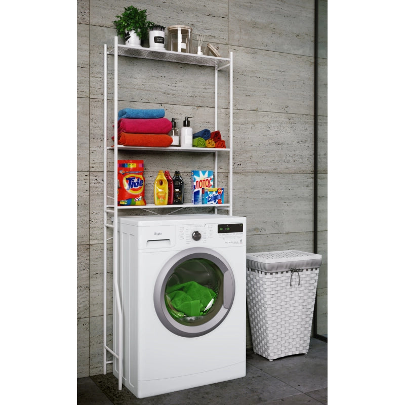 Lavabox Slim – Mobile Coprilavatrice in Metallo Resistente all'Umidità H160×L68×P25 cm Bianco – Per Bagno, Balcone, Lavanderia