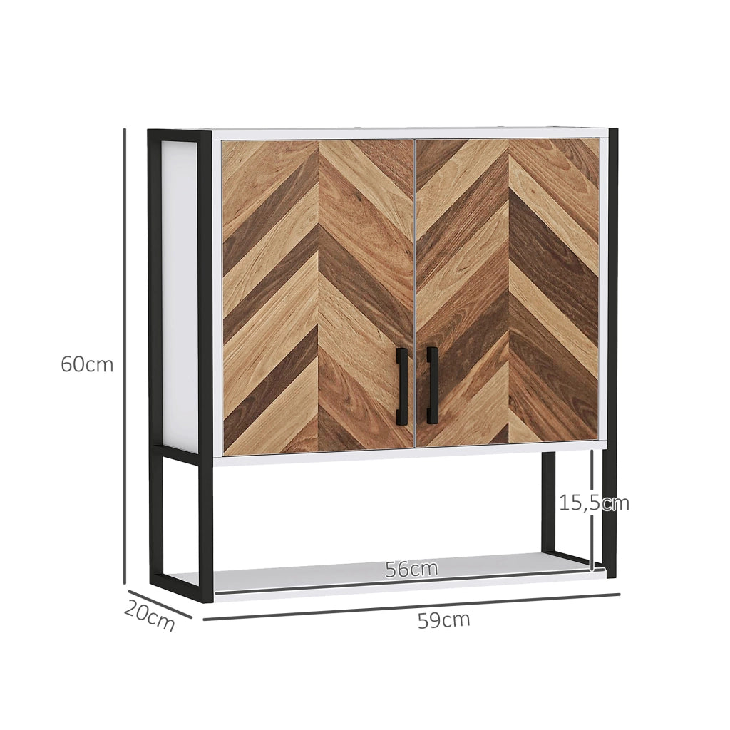 Armadietto Pensile per Bagno con 2 Ante e Ripiano Regolabile ¨C zephmum ¨C 59x20x60 cm Multicolore