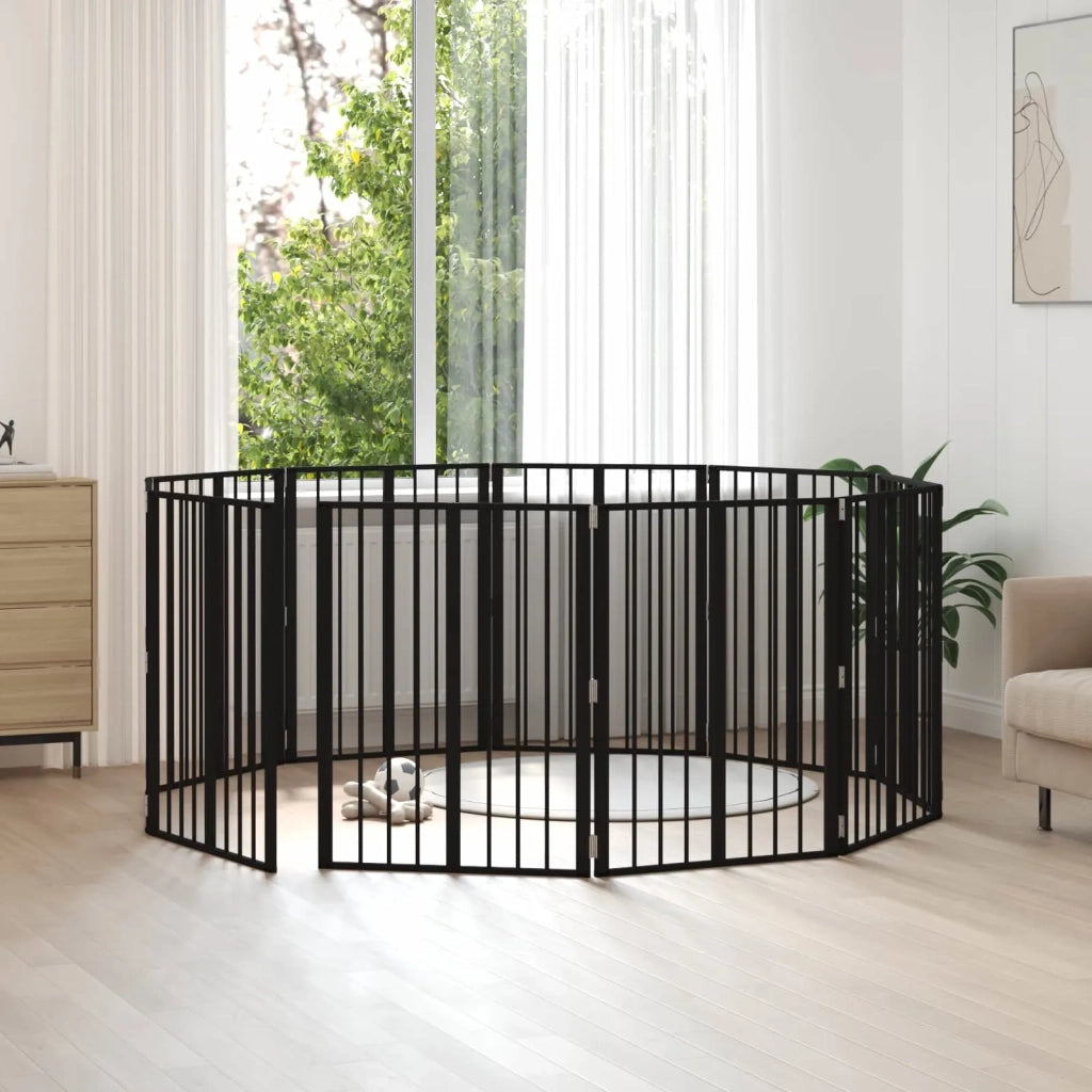Cancello per cani 10 pcs Nero 60 x 80 cm Acciaio zincato 892018