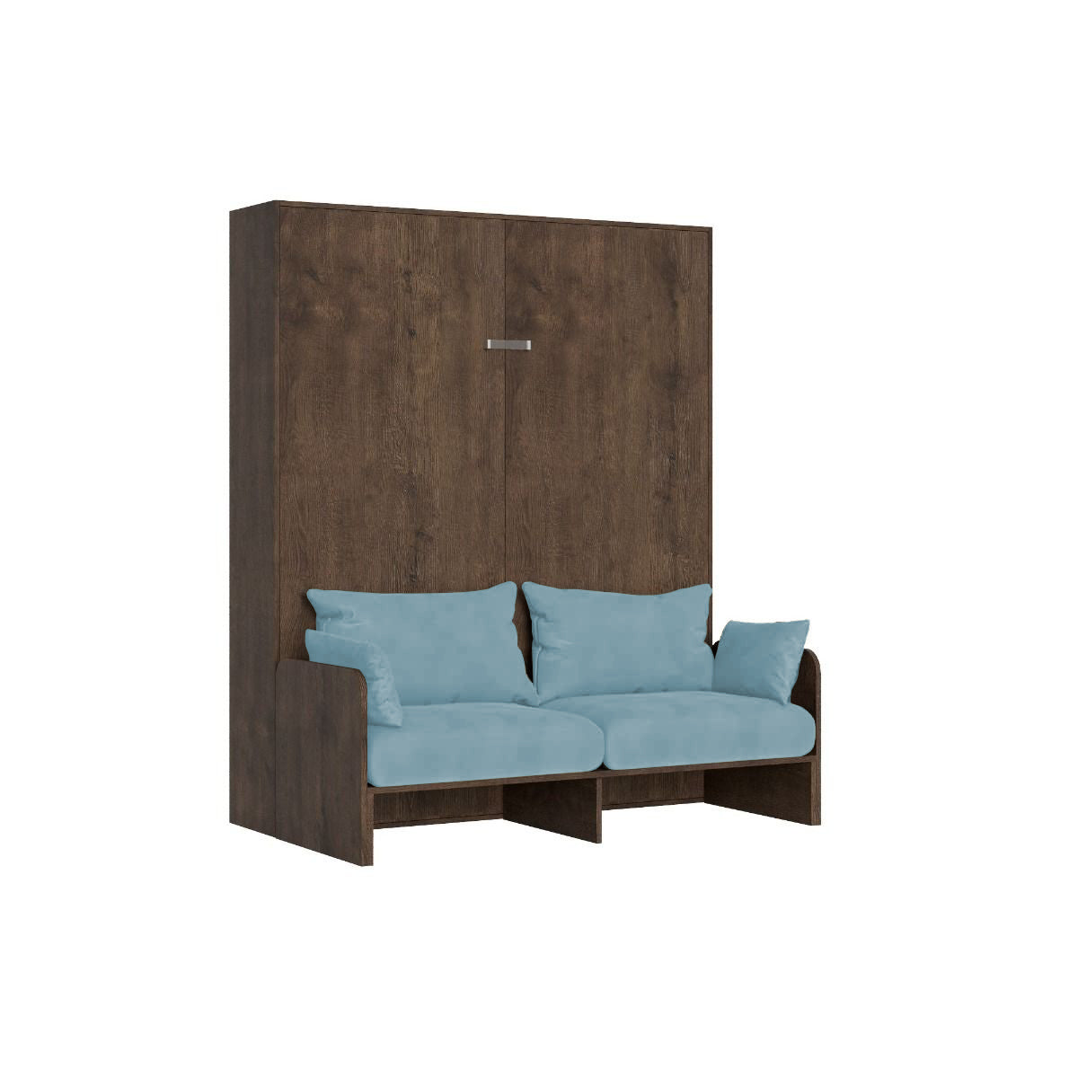 Letto Matrimoniale A Scomparsa 160 Kentaro Con Divano Noce e Azzurro