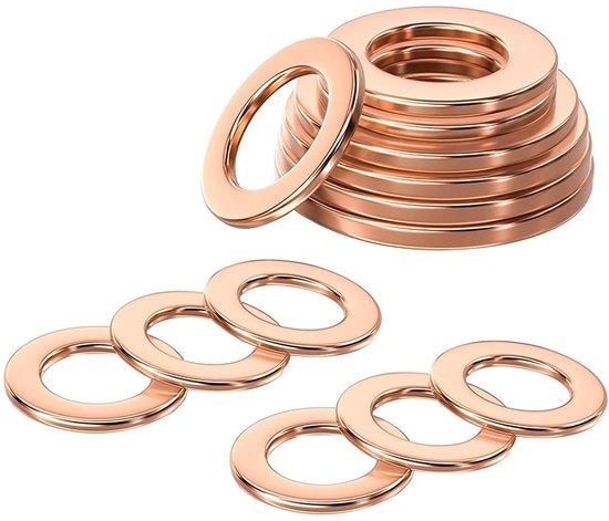 Anelli di chiusura a sezione piatta, 20 pezzi, anelli in rame, ID 6 mm, OD 10 mm, materiale resistente, per viti/bulloni