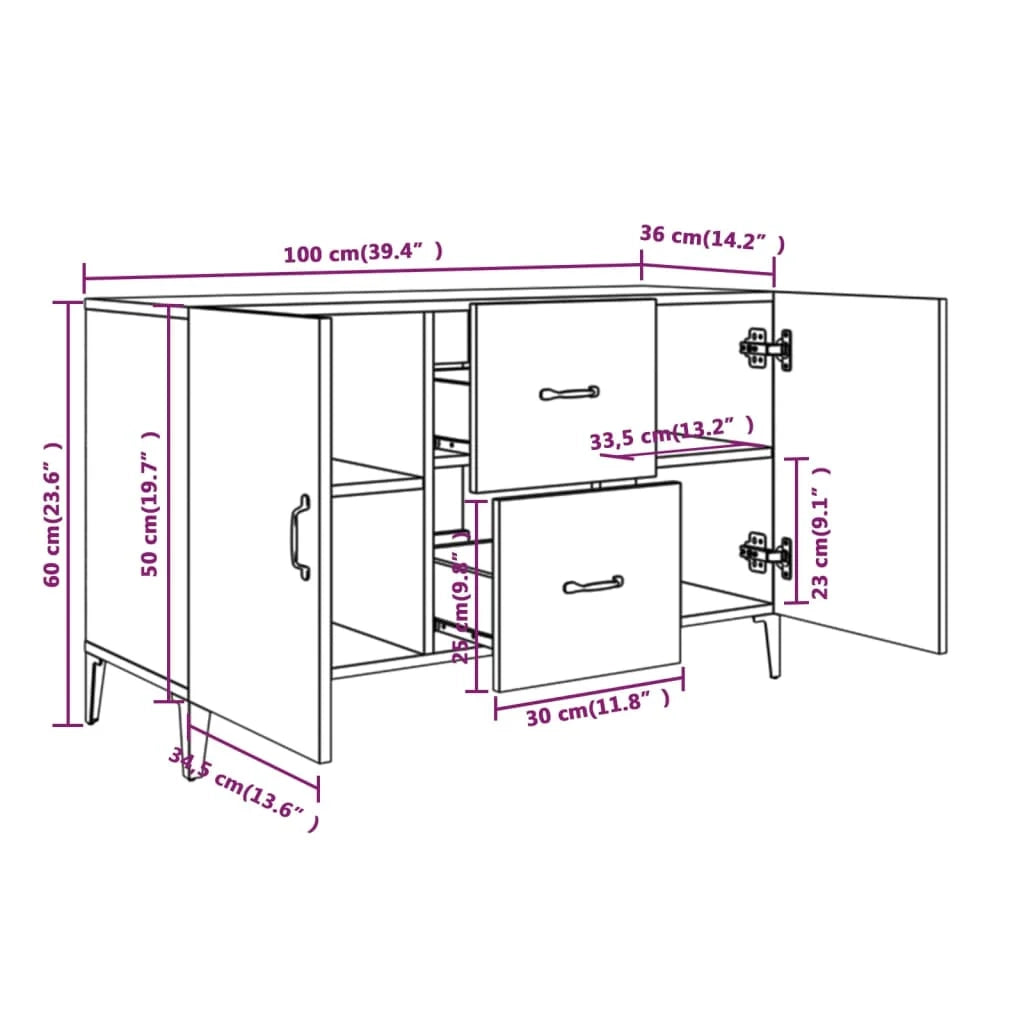 Buffet credenza cassettiera armadio mobile contenitore organizer per cucina soggiorno salotto 100 x 36 x 60 cm legno ingegnerizzato grigio 02_0031826