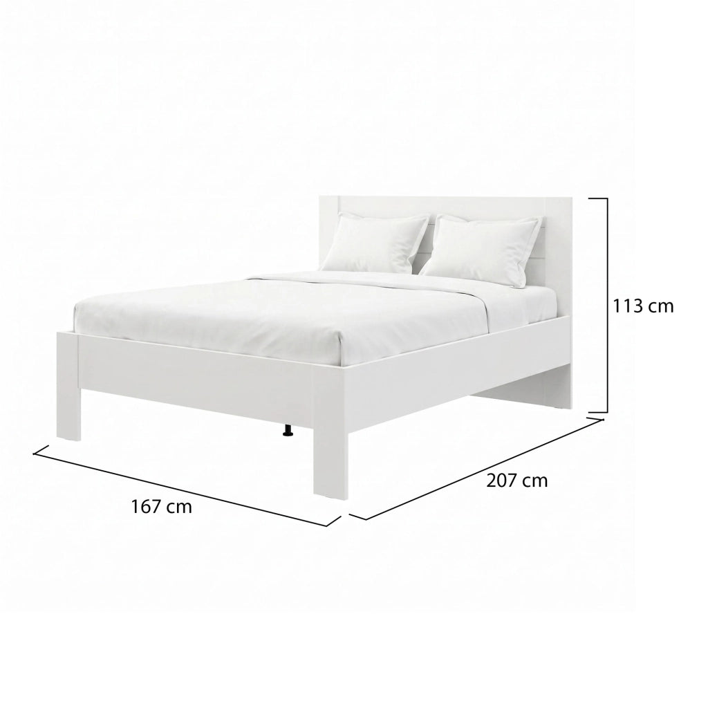 Letto Matrimoniale Siwwa, Letto Matrimoniale Dimensione Materasso 160x200 cm, Bianco Crema