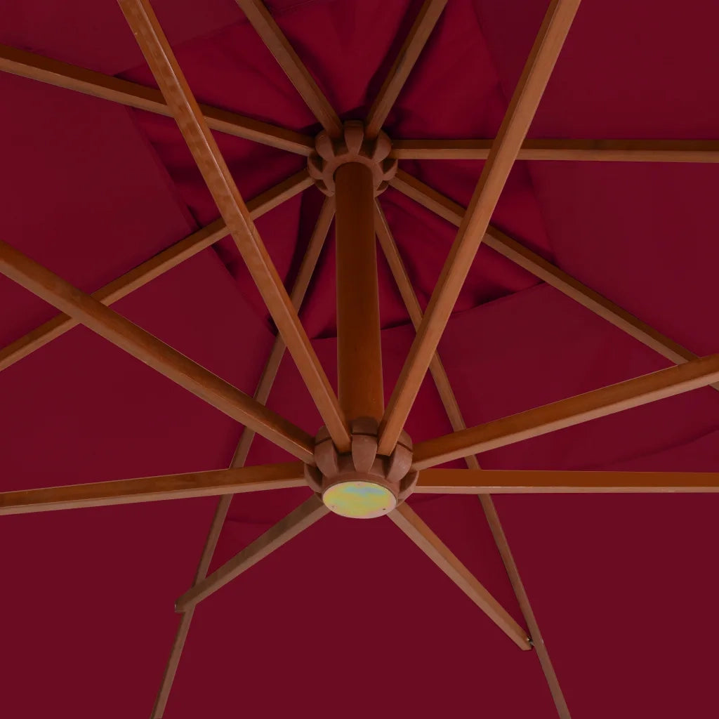 Ombrellone a Sbalzo con Palo in Legno 400x300 cm Rosso Bordeaux 44493