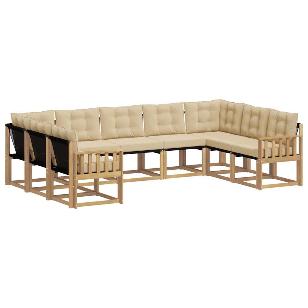 Set di divani da esterno con cuscino 9 pcs Bianco e Beige