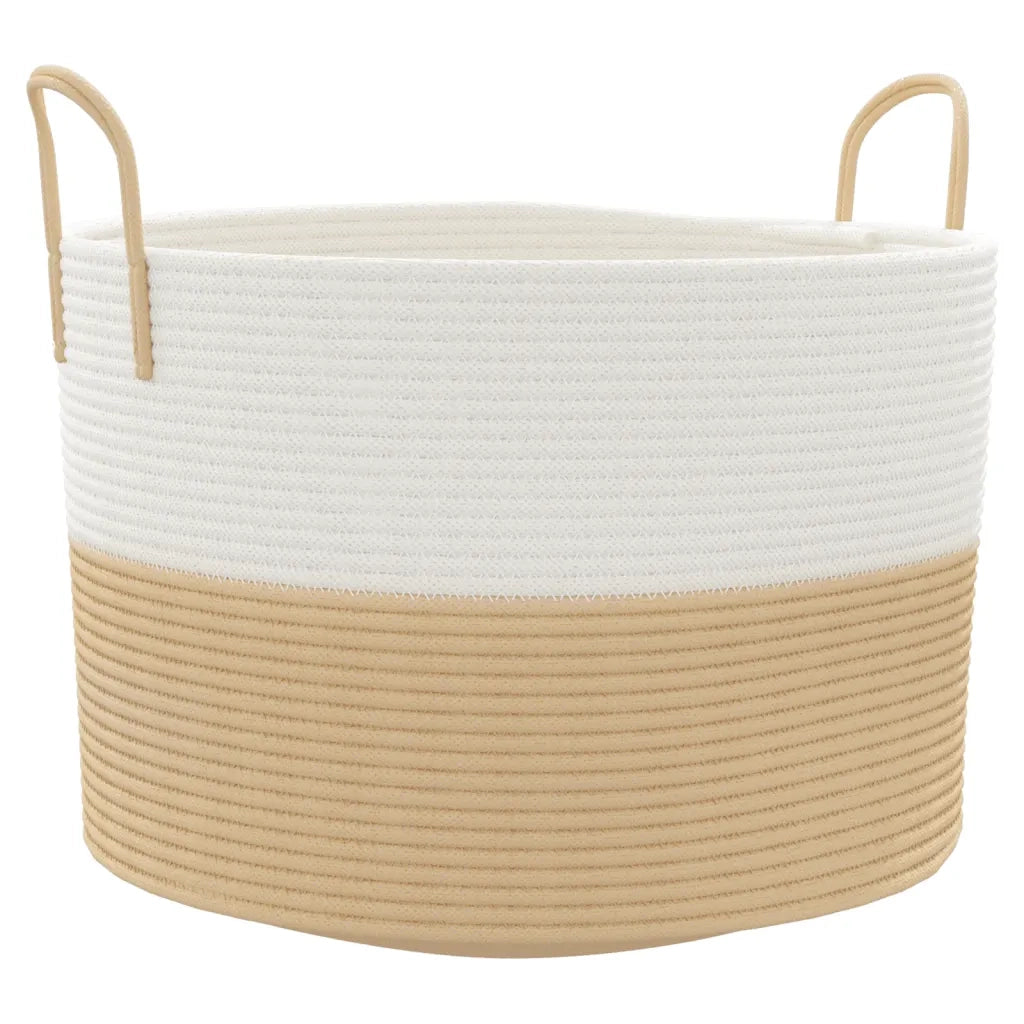 Cestino Portaoggetti Beige e Bianco ?51x33 cm in Cotone CFW2230260
