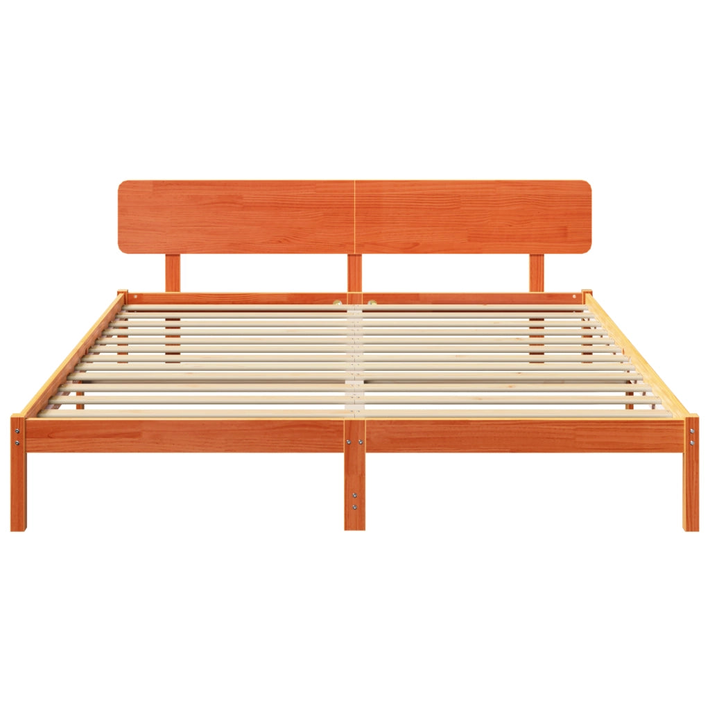 Struttura Letto con Testiera Marrone Cerato 180x200 cm Legno Massello di Pino