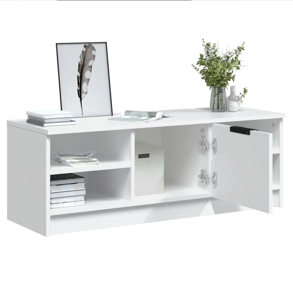 Mobile Porta TV Bianco 102x35,5x36,5 cm in Legno Multistrato 811367