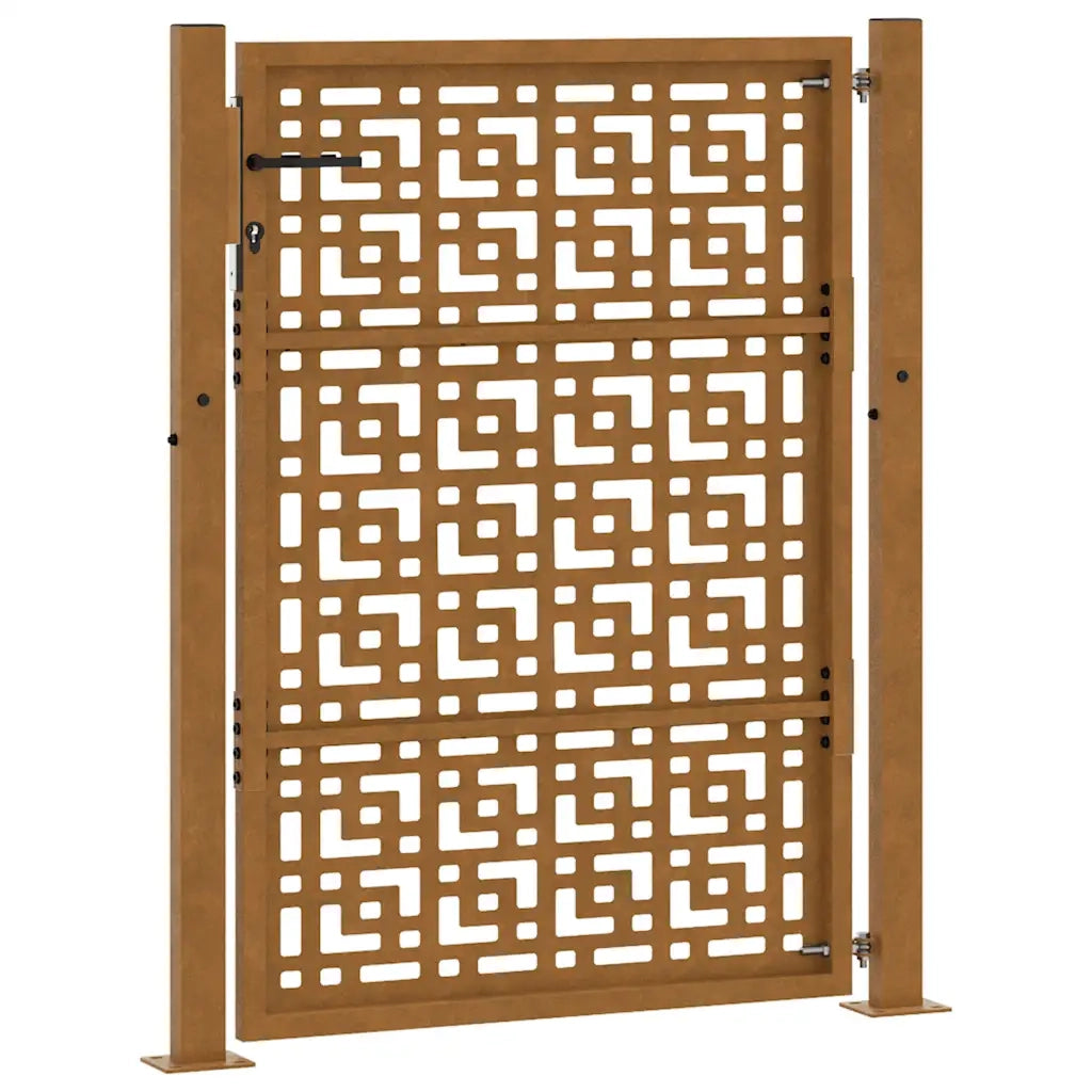 Cancello da giardino 100x125 cm in acciaio corten con design a croce 4101005