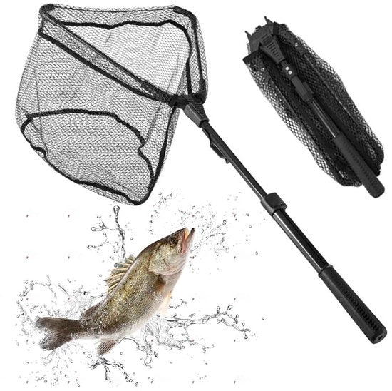 Hengelnet Opvougbile con Manubrio Antiscivolo - Rete Telescopica per Kayak e Pesca
