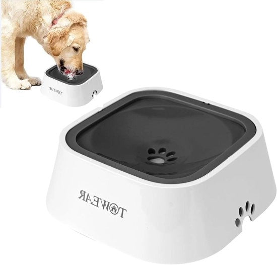 Waterbottiglia con disco galleggiante 15 l alimentatore lento anti-superamento anti-coagulazione senza gocciolamento vaschetta per animali domestici per cani gatti cuccioli gattini (nero)