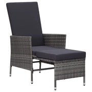 Sedia da Giardino | Sedie da Esterno Reclinabile con Cuscino in Polyrattan Grigio