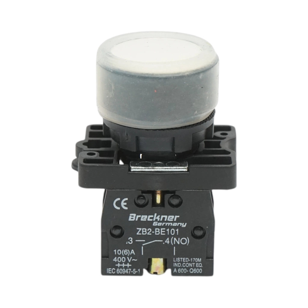 Pulsante di comando bianco con coperchio protettivo 1NO, 400V/10A, LAY5-EP11, IP65 Breckner Germany