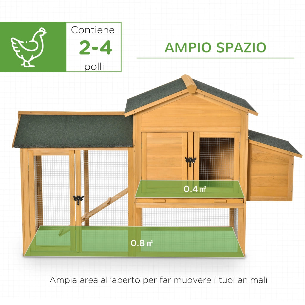 Pollaio in Legno con Casetta e Recinto ¨C Zephmum ¨C Giallo 168x75x103cm