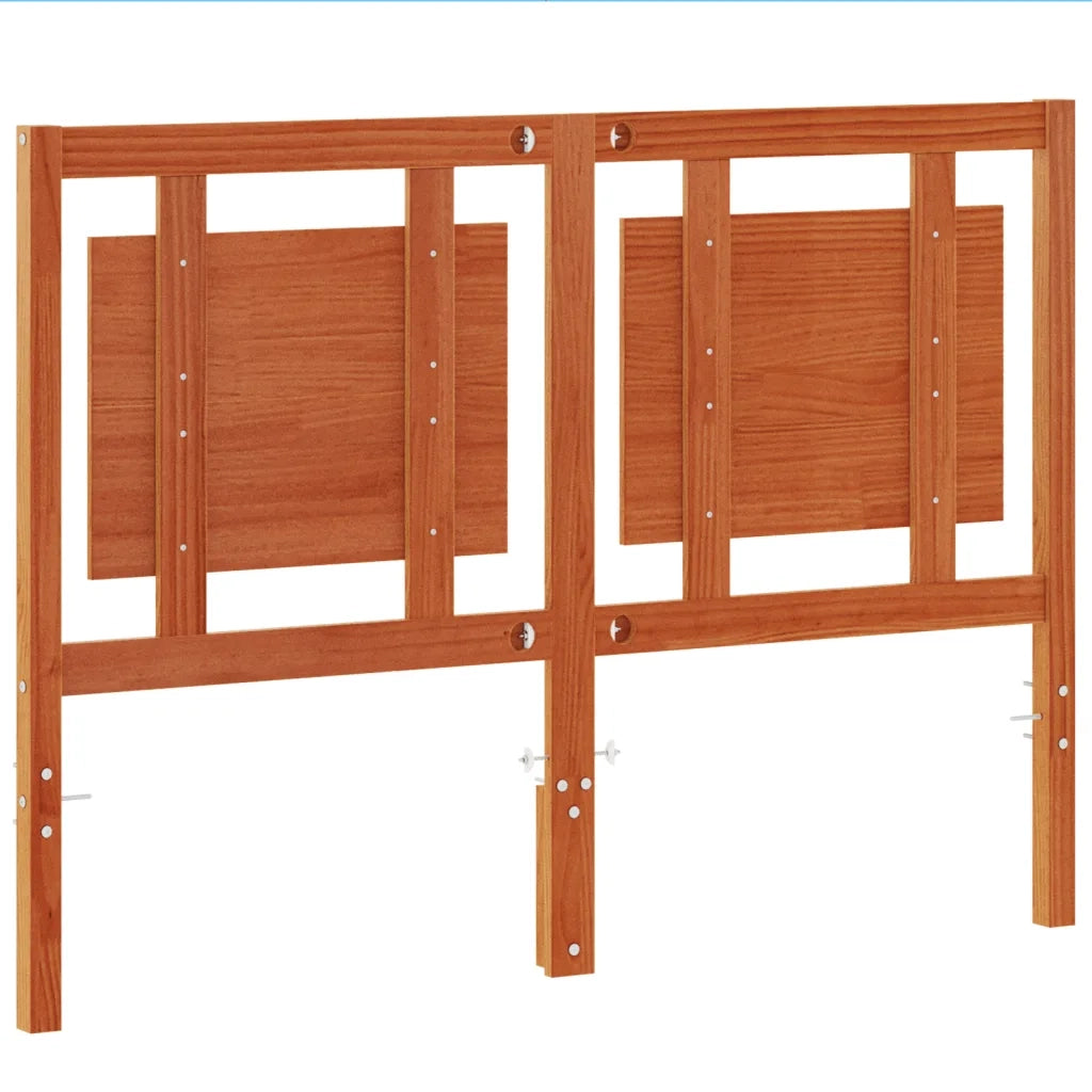 Testiera Marrone Cera 135 cm in Legno Massello di Pino 844210