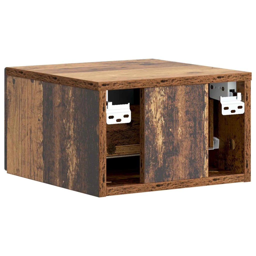 Mobiletto da notte a muro 2 pcs Legno antico 33 x 34,5 x 20 cm 898442