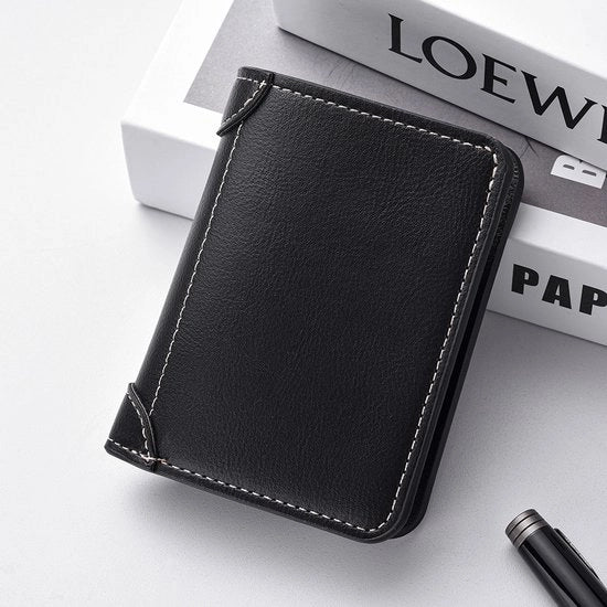 Portafoglio uomo portafoglio uomo portafoglio premium tessera cartacea breve in altezza, nero, 11,1 x 8 x 1,2 CM