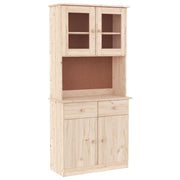 Buffet credenza cassettiera armadio mobile contenitore organizer per cucina soggiorno salotto 77 x 35 x 165 cm legno massello di pino marrone 02_0029671