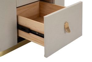 Comodino Beauty 60x47x40 cm in Legno MDF e Metallo Crema/Oro