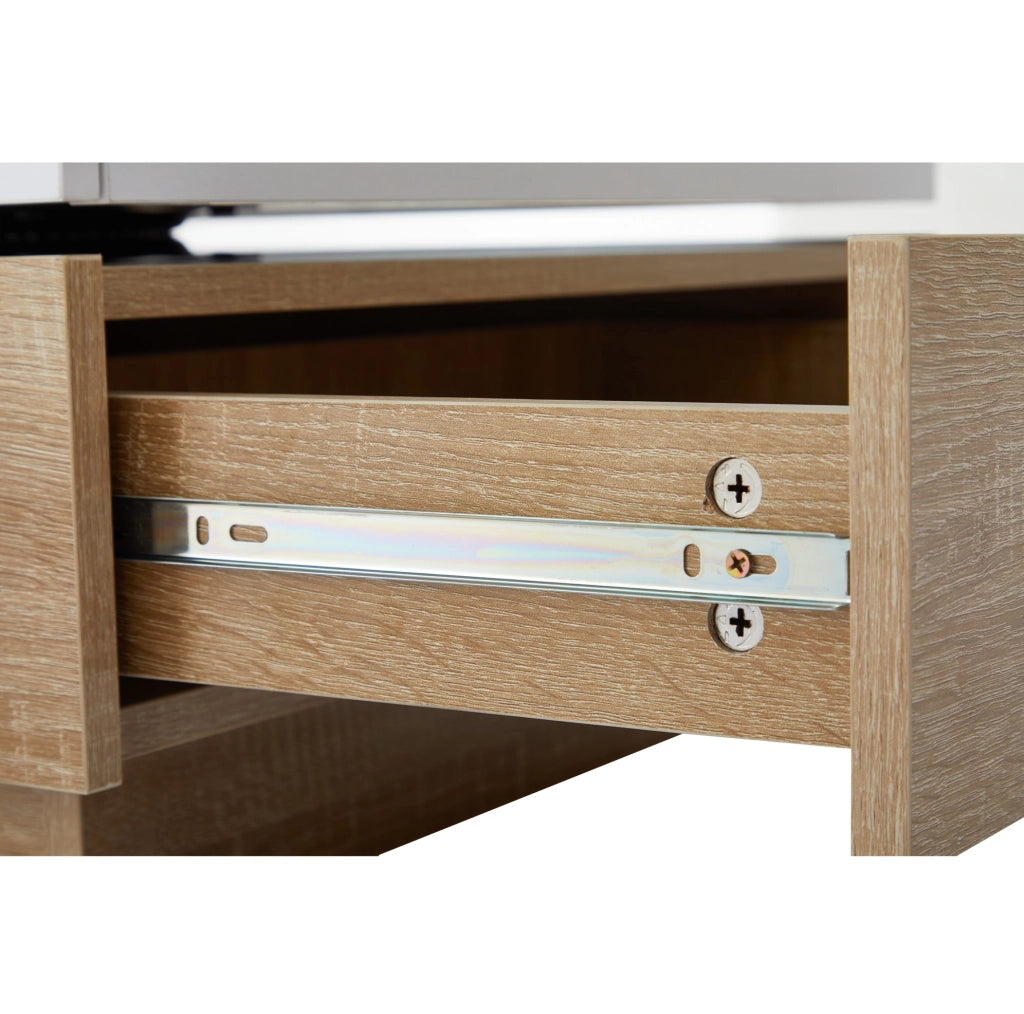 Tavolino da salotto girevole a 360° con 2 cassetti; 60x60x38 cm; bianco e noce