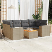 Set Divani da Giardino 7 pz con Cuscini Beige in Polyrattancod mxl 113398