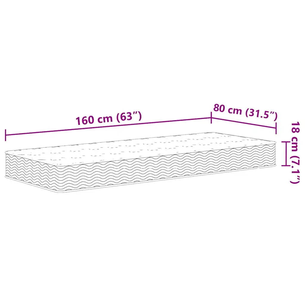 Materasso a Molle-Materasso per letto Bonnel per Bambini Medio 80x160 cm 632891