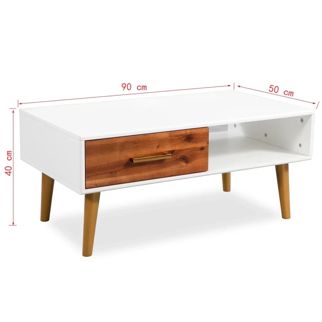 Tavolino da Salotto in Legno Massello di Acacia 90x50x40 cm 245736