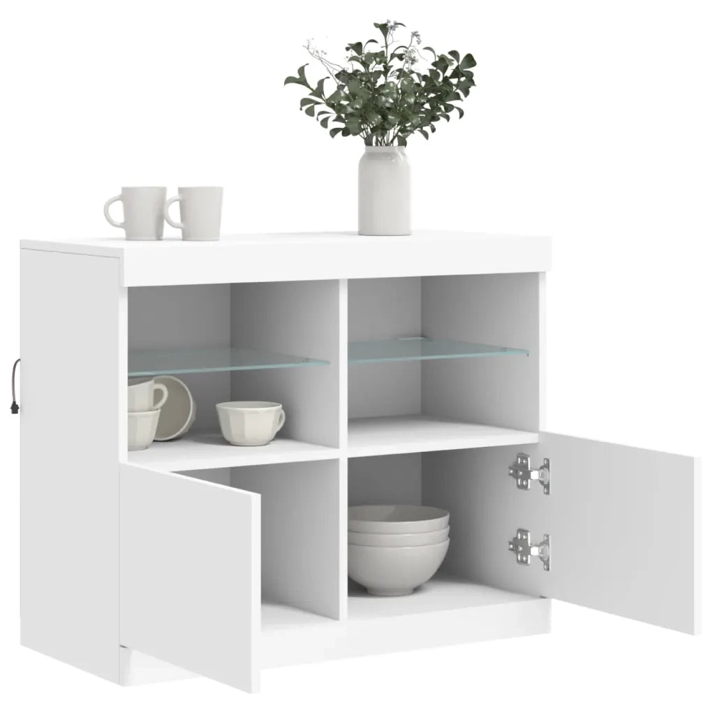 Credenza | Madia | Buffet da pranzo | Armadio da pranzo con Luci LED Bianca 81x37x67 cm
