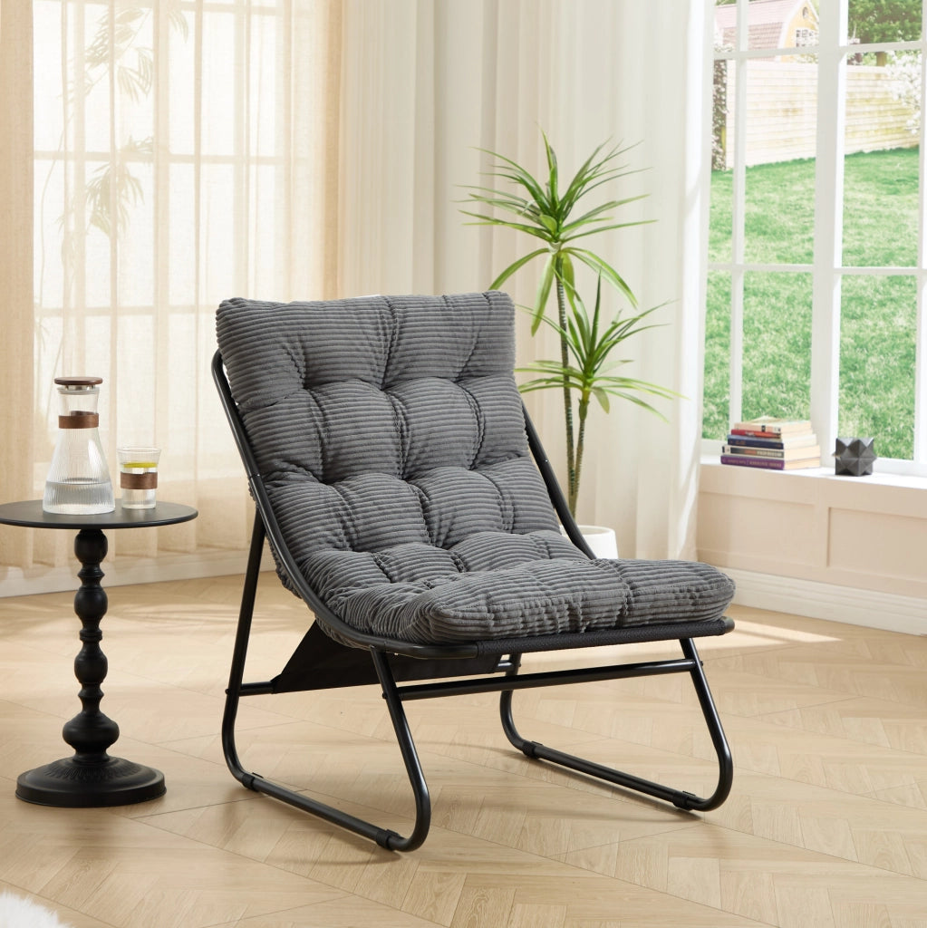 Sedia lounge da esterno con poggiapiedi; 65x78x86 cm; acciaio grigio