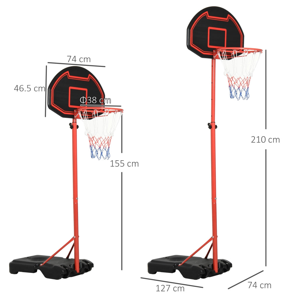 EasyComfort Canestro Portatile Canestro Basket da Esterno con Altezza Regolabile 193.5-248.5cm e Base da Riempire con Acqua o Sabbia, in Acciaio e Nylon 73x49x194-249cm