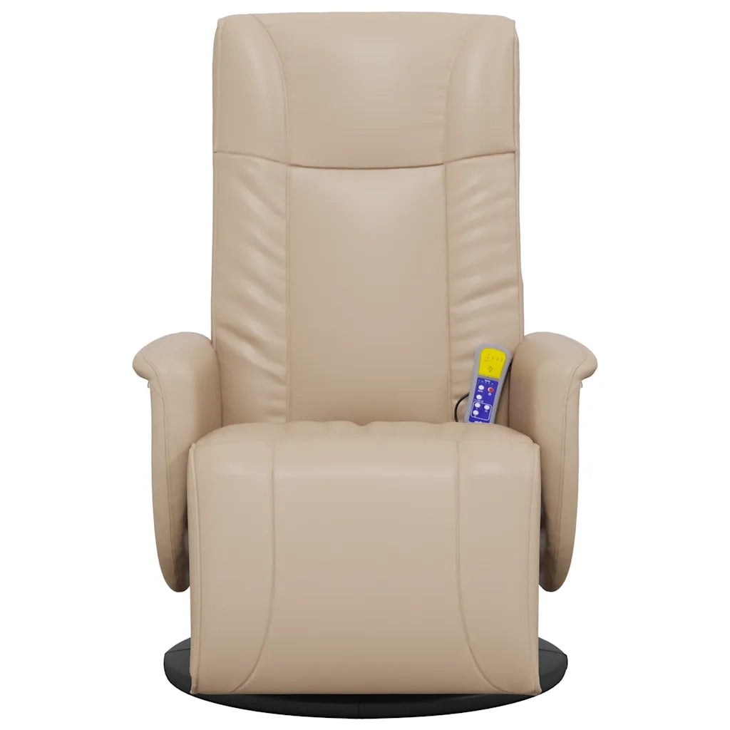 Poltrona Reclinabile Massaggi Poggiapiedi Cappuccino Similpelle 356516