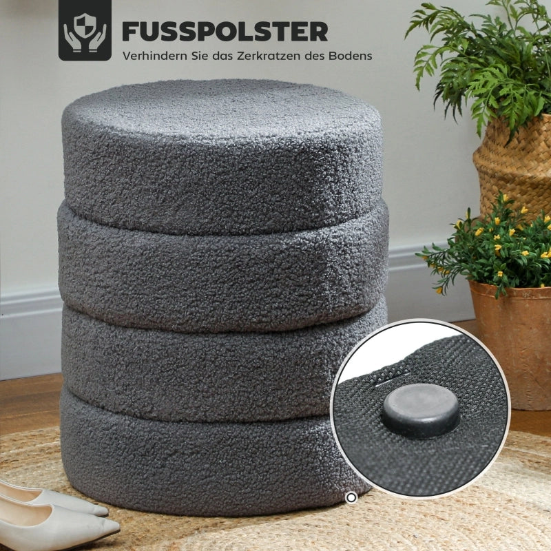 SGABELLO Rotondo Ø40x45 cm in Poliestere Grigio Scuro