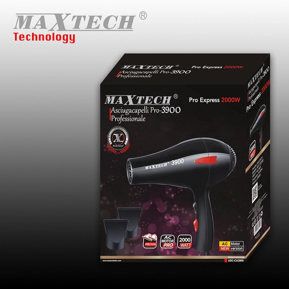 Trade Shop - Asciugacapelli Fono 2000w Con 2 Velocità Phon Professionale 3 Livelli Asc-ca3900 -