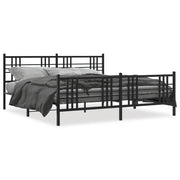 Letto matrimoniale | Letto per adulti | Giroletto con Testiera e Pediera Metallo Nero 193x203 cm