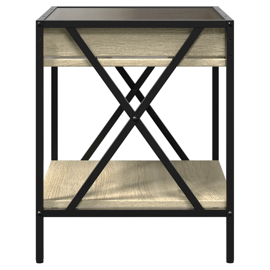 vidaXL Comodino con LED Infinity Rovere Fumo 40x40x49 cm