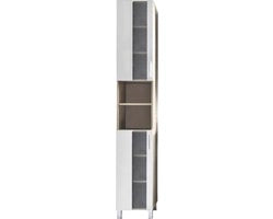 Organizzatore per la Camera da Bagno Alta - Risoluzione del Problema di Elevazione del Water Closet - Organizzatore Moderno per la Camera da Bagno - Armadio per la Camera da Bagno - Finitura in Rovere - 33 x 191 x 31 cm