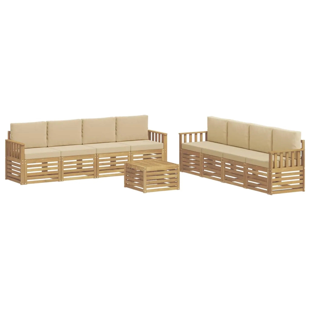 Set di divani da esterno 9 pcs Bianco e Beige 59 x 59 x 37 cm