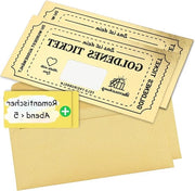 Set di biglietto di buona sorte in oro - 2 pezzi - Etichette adesive - Carta di auguri per compleanno e biglietto di viaggio per amica